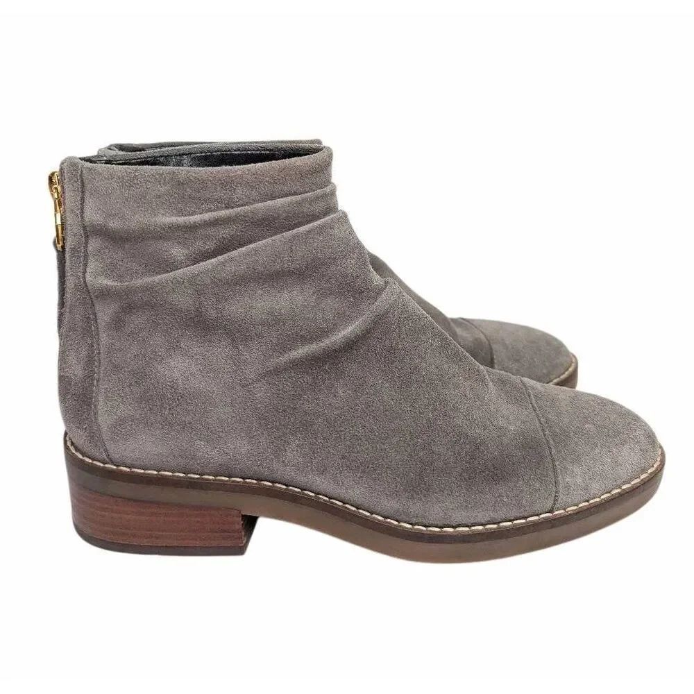 Cole Haan Riona Gray suede ruched ankle boots booties grand OS women's 7